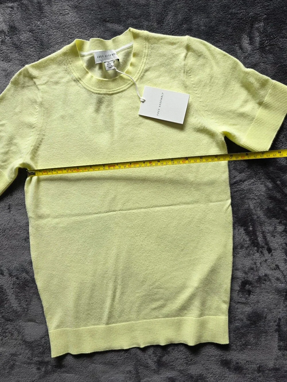 Free Assembly Women's Viscose Cozy Yarn Shrunken Sweater Tee with Short Sleeves - Picture 8 of 10